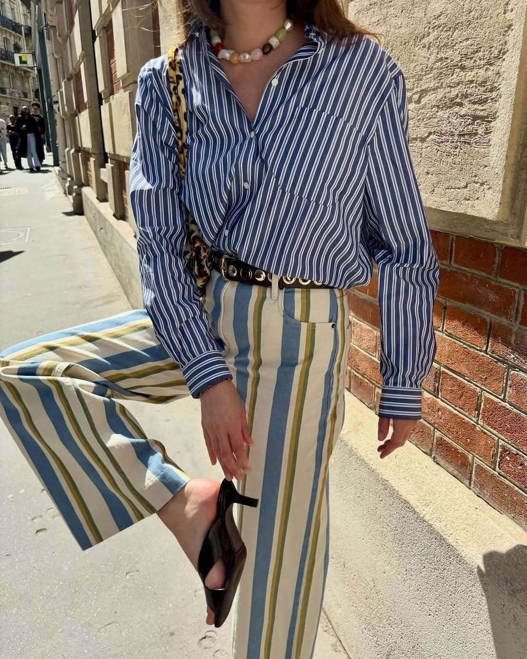 Valerie gestreifte Hose mit niedriger Leibhöhe