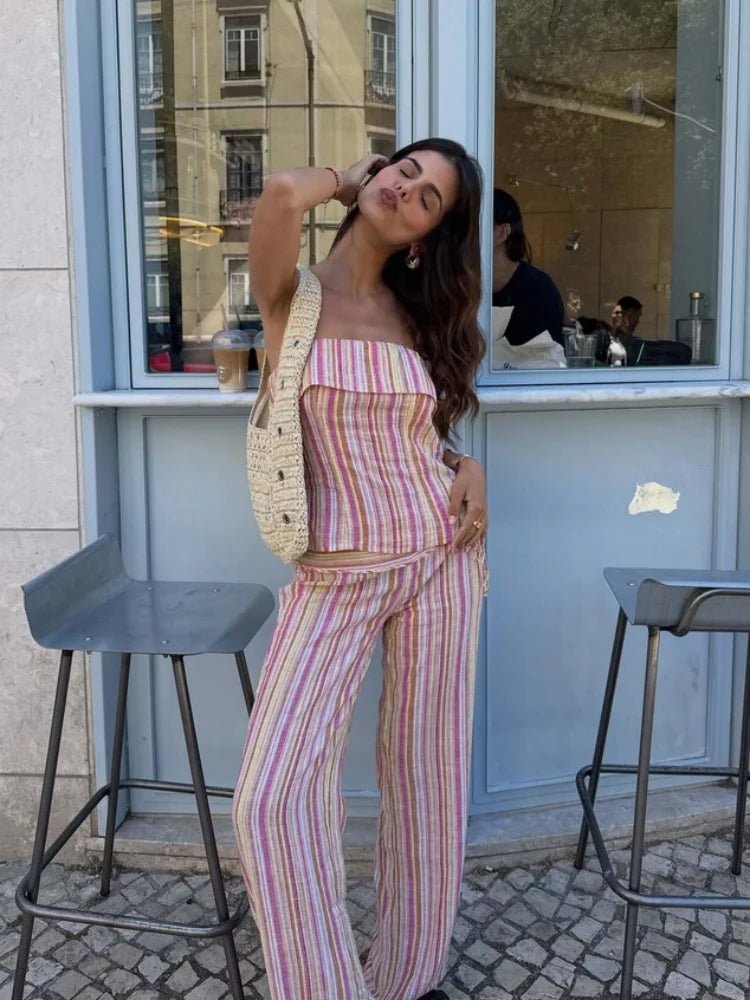 Valerie gestreifte Hose mit niedriger Leibhöhe