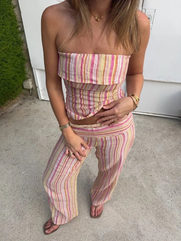 Valerie gestreifte Hose mit niedriger Leibhöhe