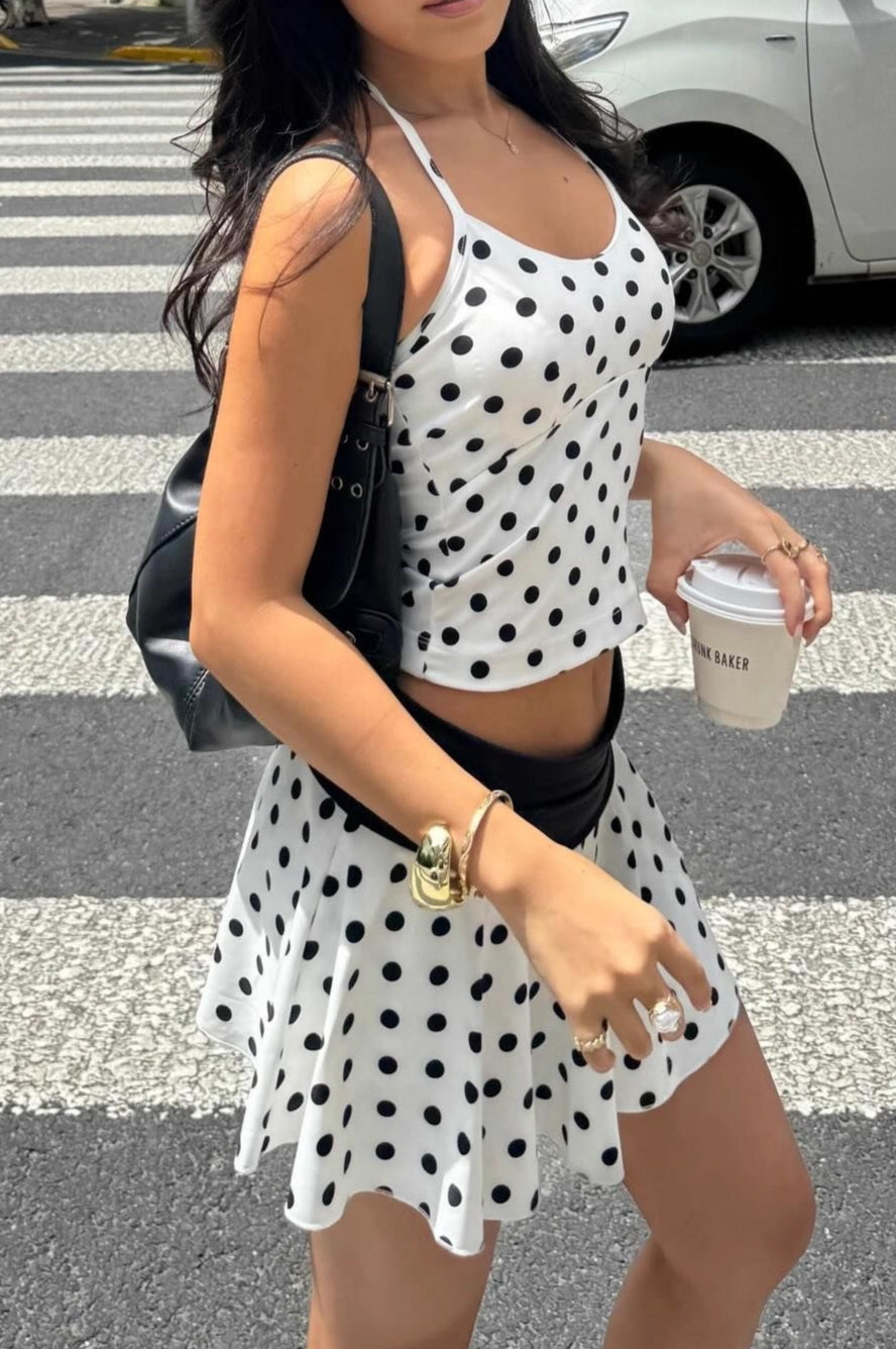 Verity Crop-Set mit Neckholder und Polka-Dots