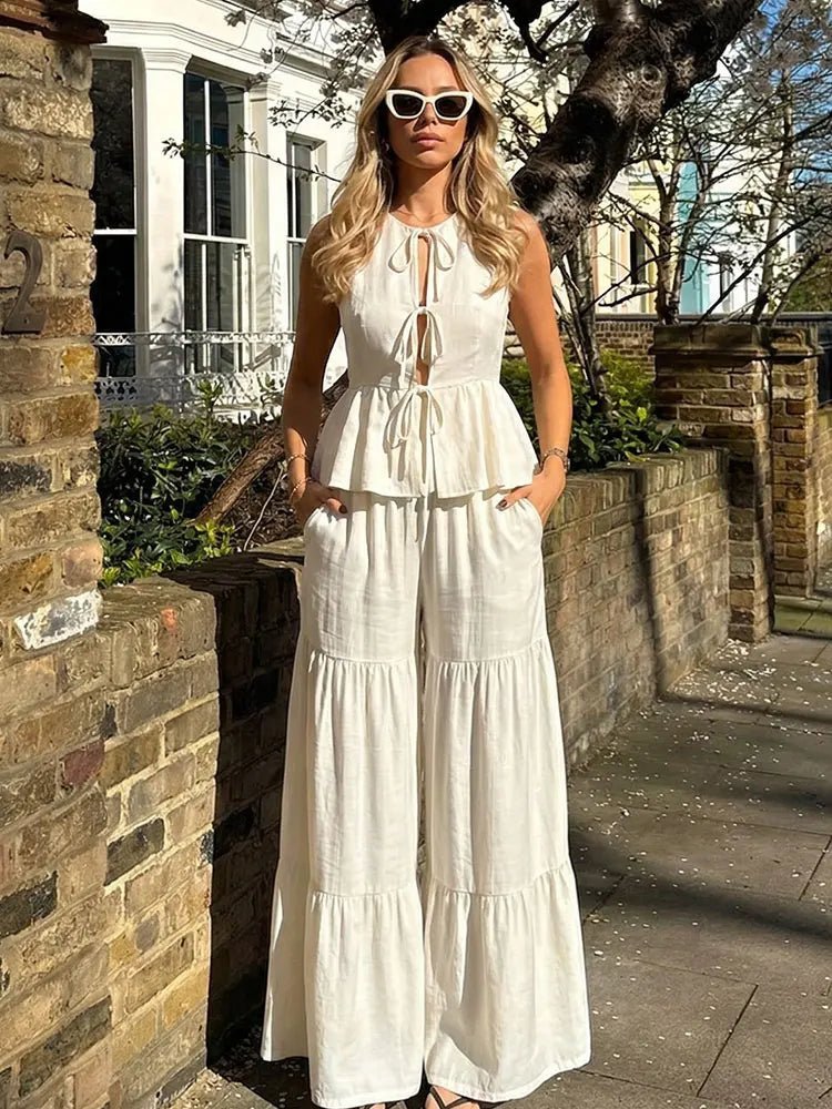 Vianne zweiteiliges Set aus Weste mit Bindeband und Hose