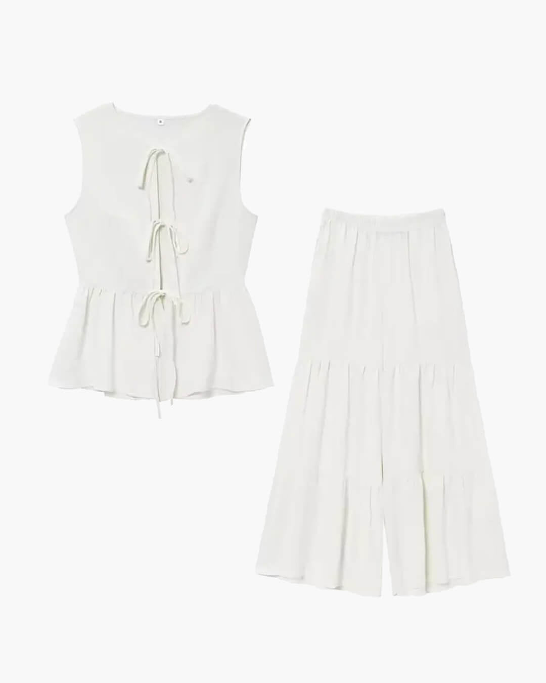 Vianne zweiteiliges Set aus Weste mit Bindeband und Hose