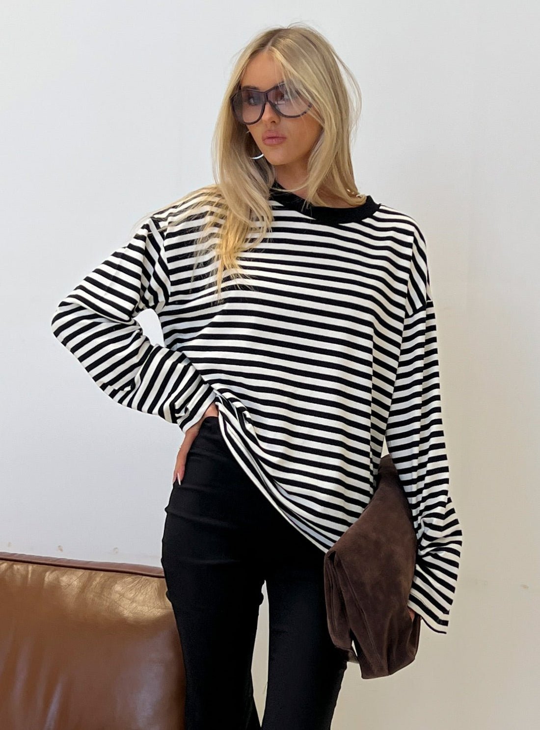 Gestreifter Oversized-Strickpullover Vivien