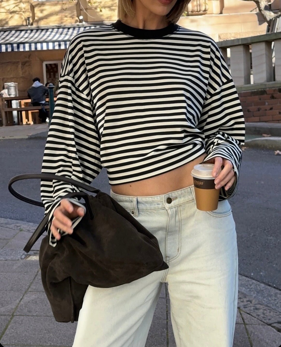 Gestreifter Oversized-Strickpullover Vivien