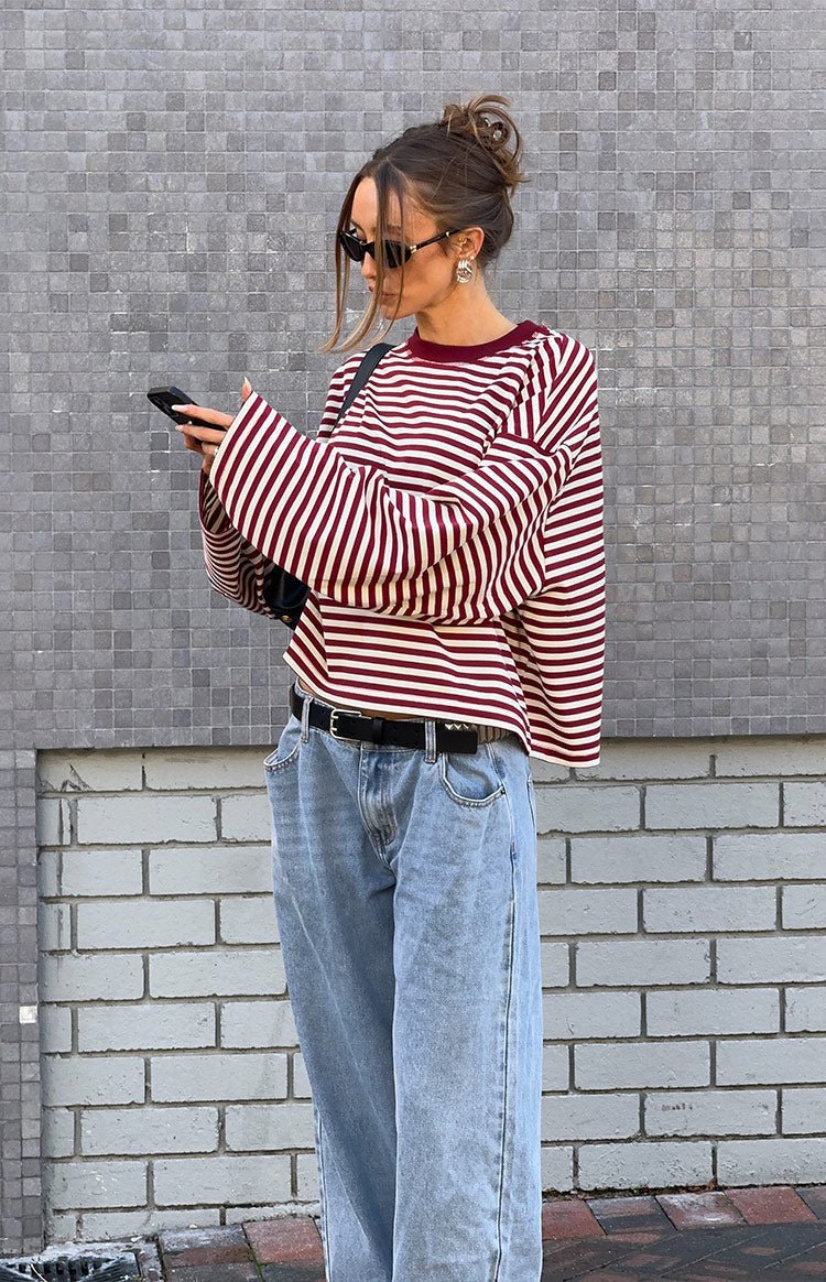 Gestreifter Oversized-Strickpullover Vivien
