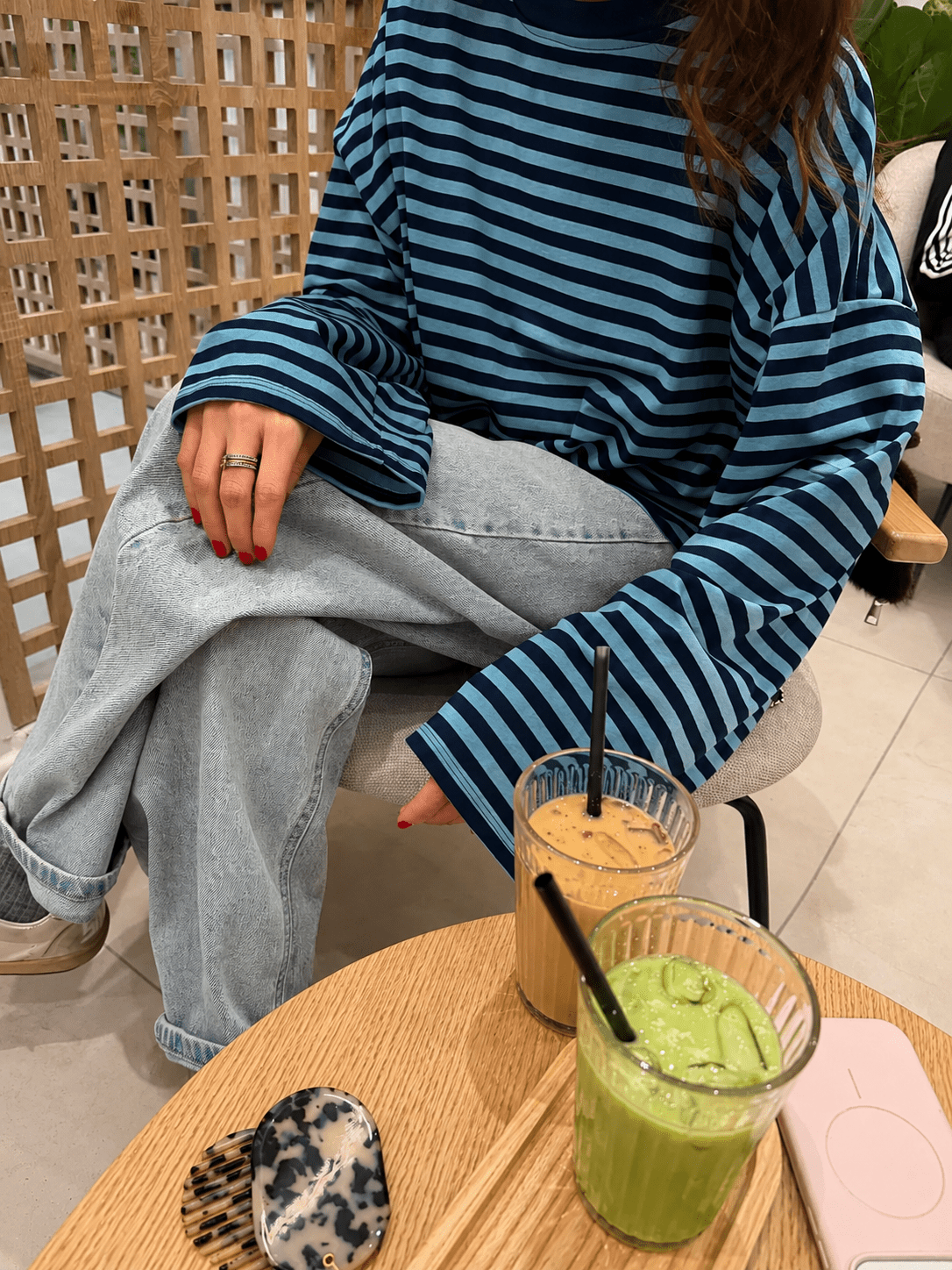 Gestreifter Oversized-Strickpullover Vivien