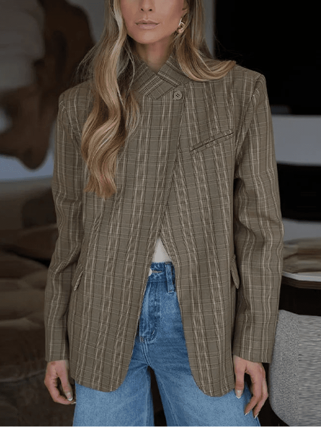 Willow gestreifte Anzugjacke mit Stehkragen