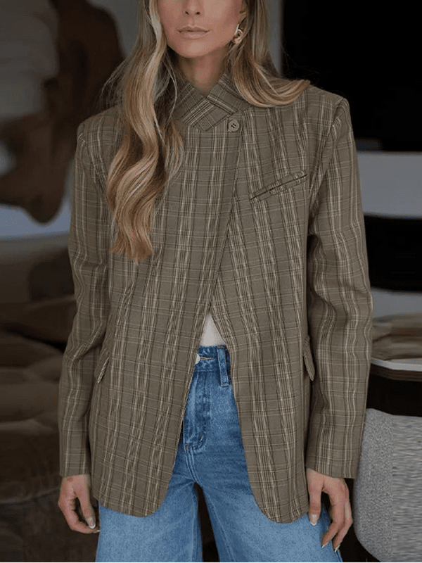 Willow gestreifte Anzugjacke mit Stehkragen