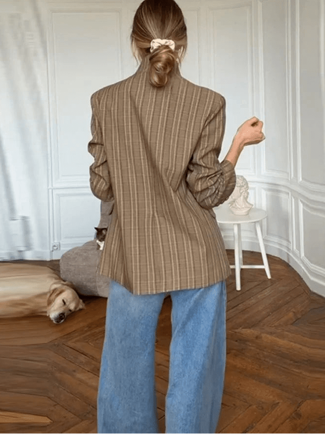Willow gestreifte Anzugjacke mit Stehkragen