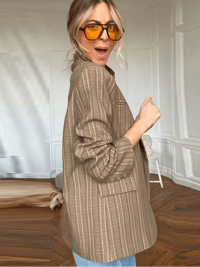 Willow gestreifte Anzugjacke mit Stehkragen