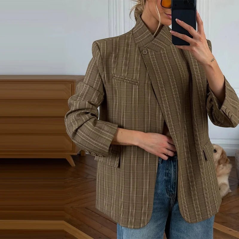 Willow gestreifte Anzugjacke mit Stehkragen