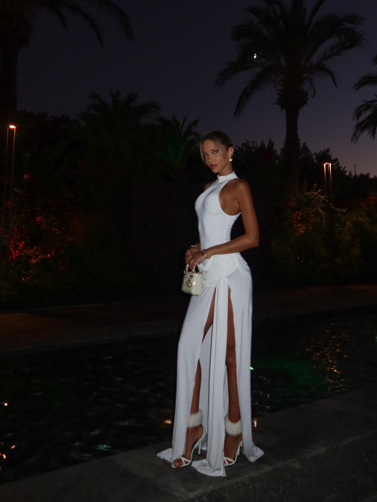 Winona High-Neck Slit Maxi Dress