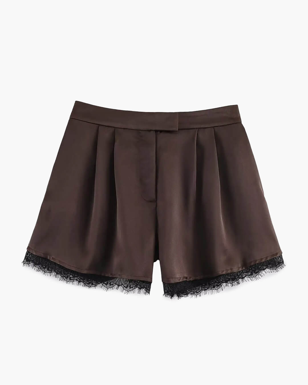 Xylia Satin-Minishorts mit Spitzenbesatz