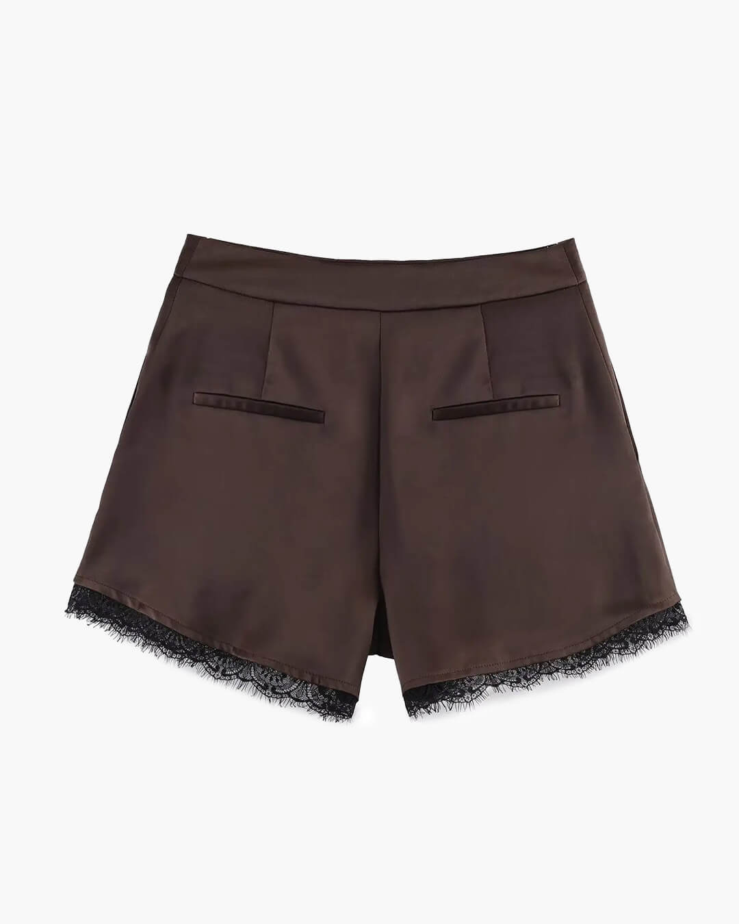 Xylia Satin-Minishorts mit Spitzenbesatz