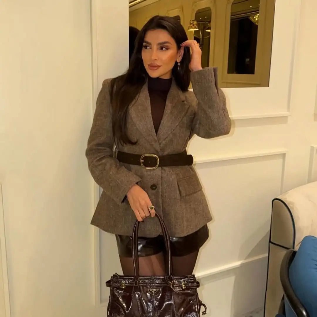 Yalina Fischgrät-Blazer mit Gürtel