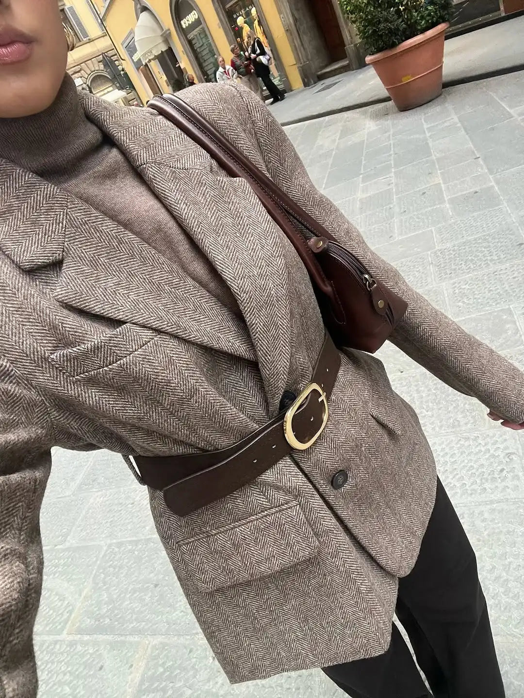 Yalina Fischgrät-Blazer mit Gürtel