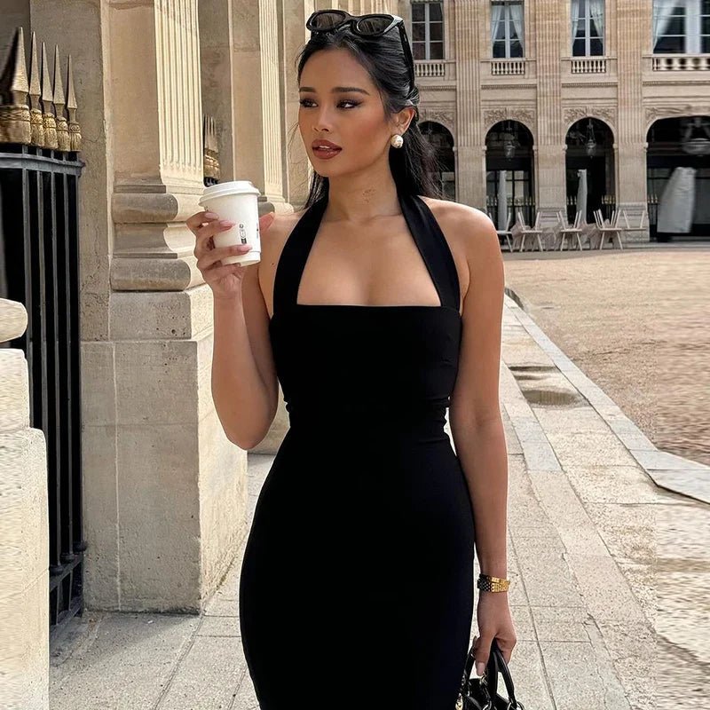 Yasmin Figurbetontes Neckholder-Maxikleid
