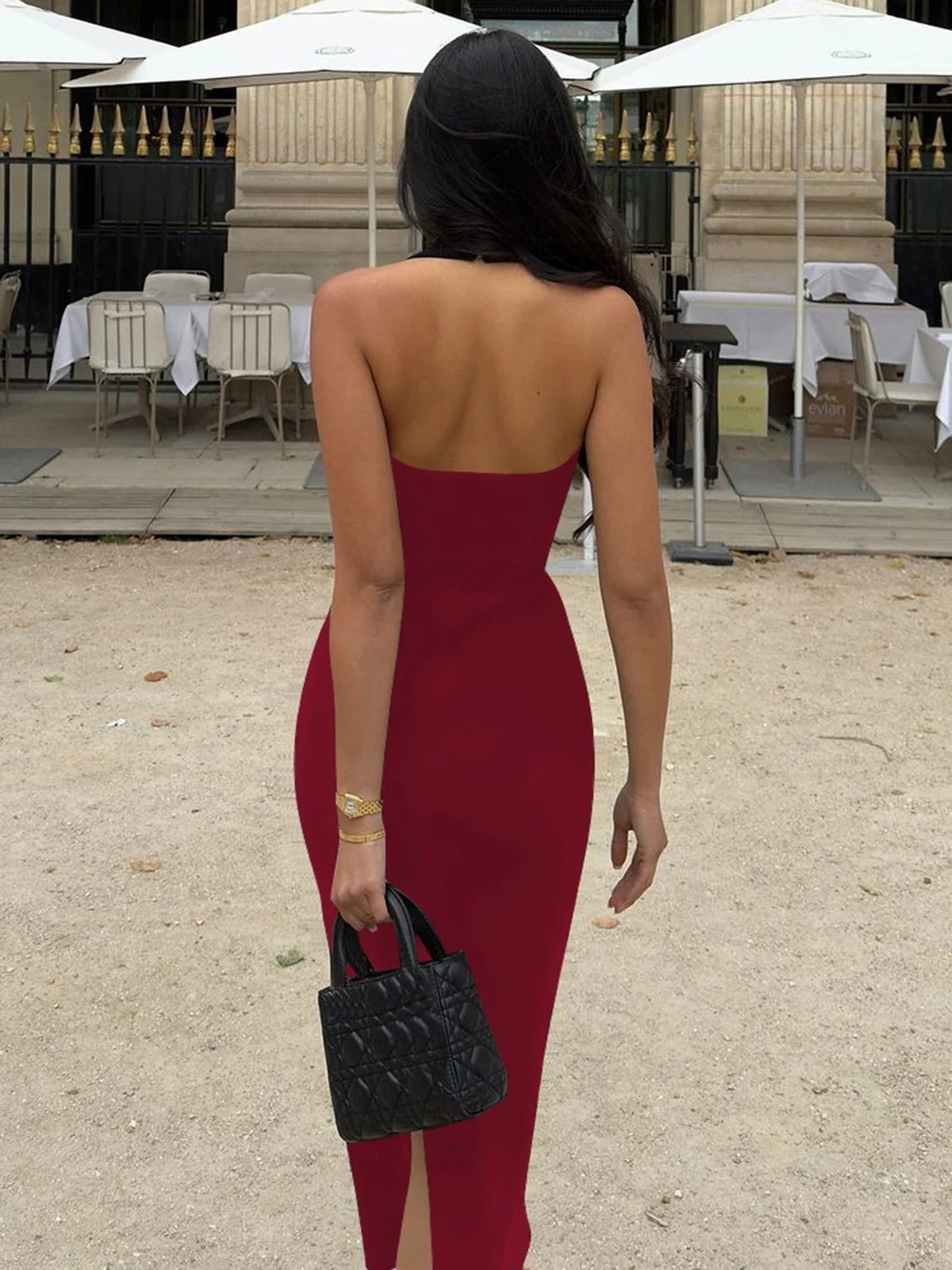 Yasmin Figurbetontes Neckholder-Maxikleid