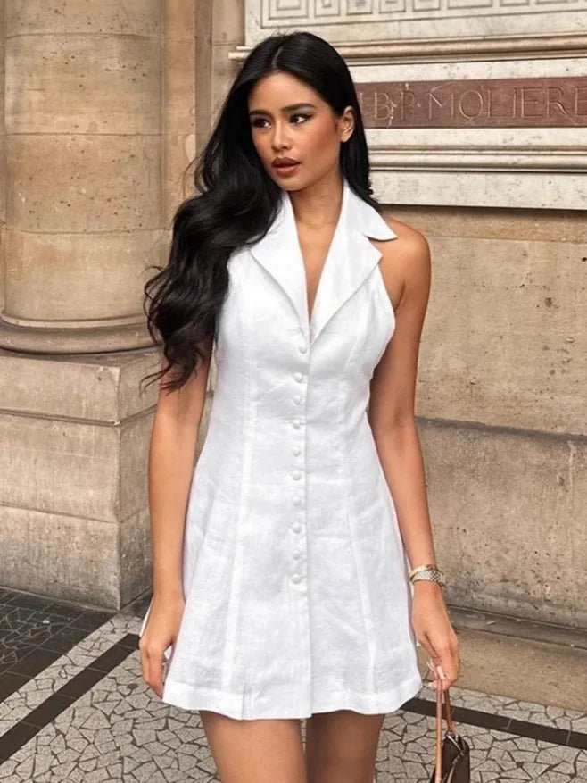 Zaira Neckholder-Mini-Kleid mit V-Ausschnitt