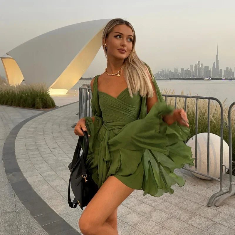 Zoe Creamsicle Mini-Kleid mit V-Ausschnitt