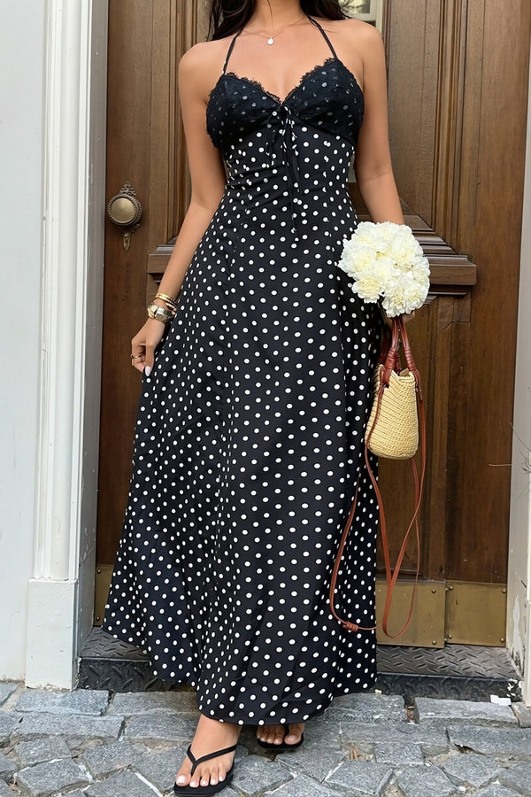 Zoe Neckholder-Maxikleid mit Polka-Dots