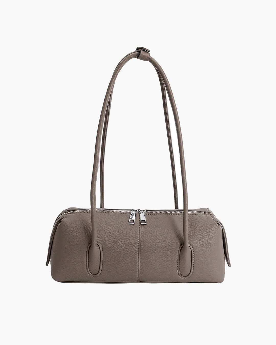 Mira Cylinder Shoulder Bag in taupe grey – product shot