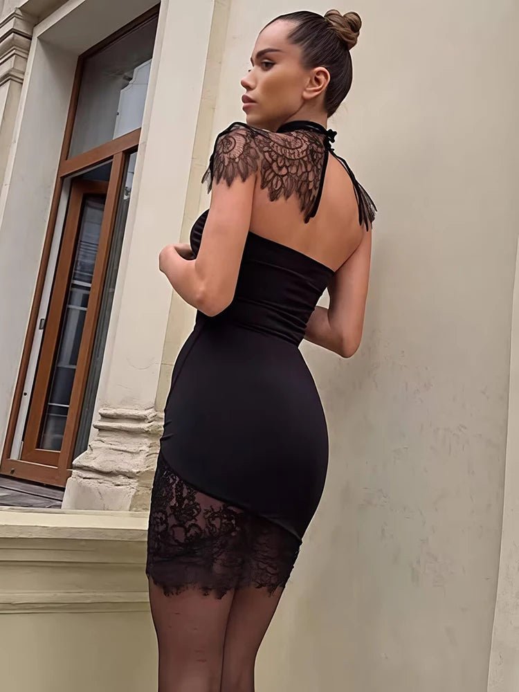 Nova Backless Lace Bodycon Mini Dress