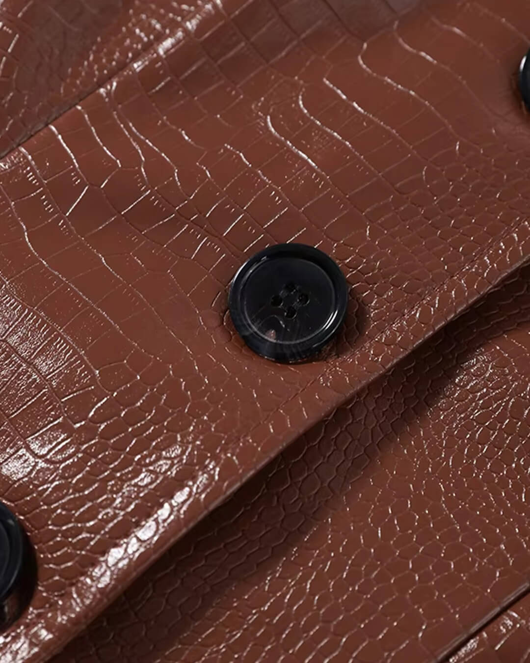 Ragna Croc-Effect Faux Leather Jacket in brown – detail