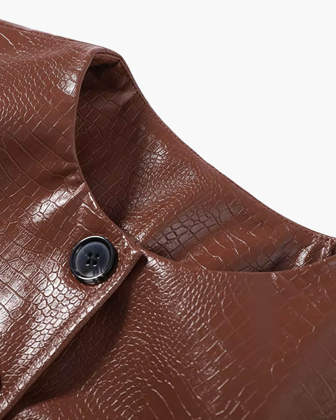 Ragna Croc-Effect Faux Leather Jacket in brown – detail