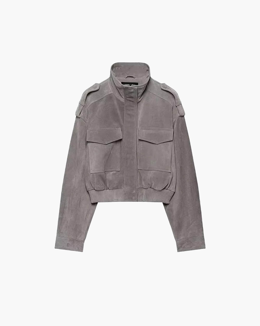 Sigrid Faux Suede Utility Jacket in grey – product shot