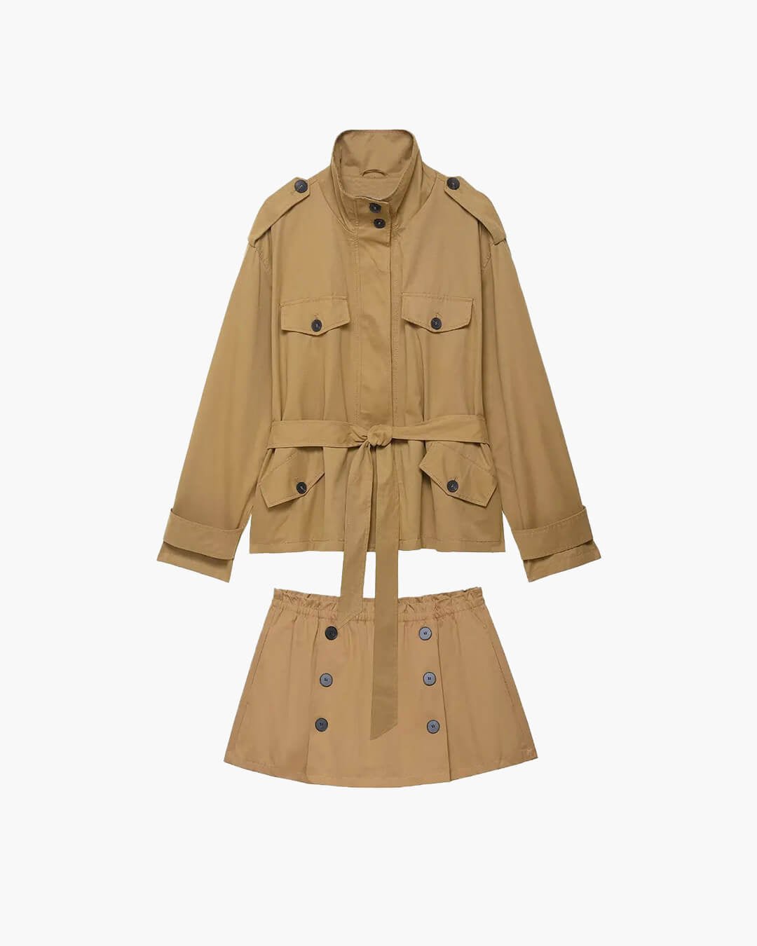 Tilde Belted Jacket & Skort Co-ord in camel – product shot