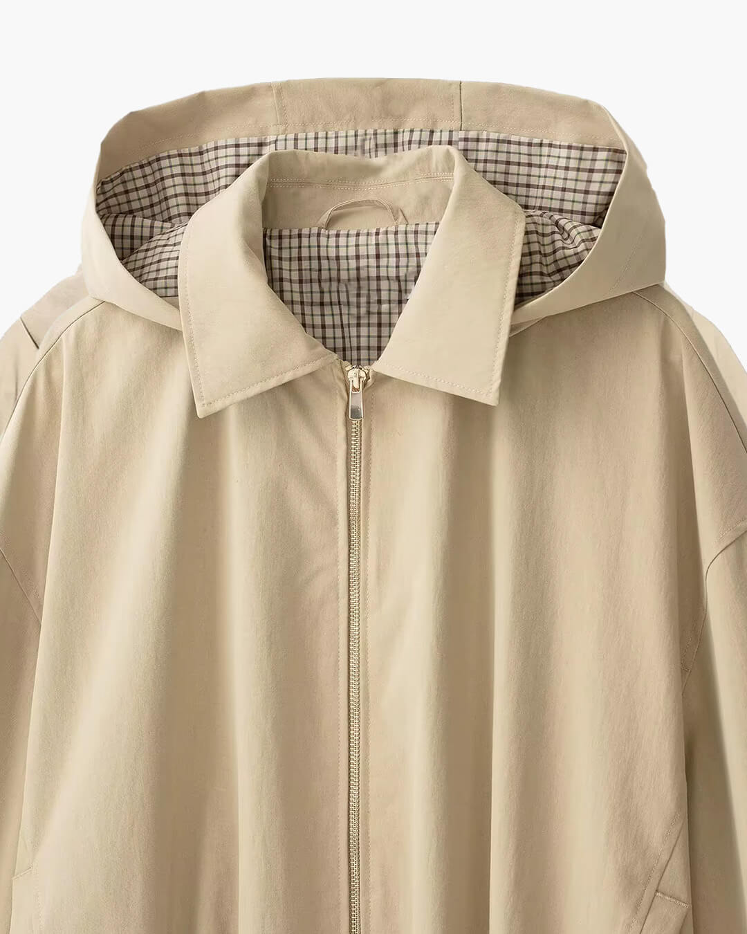 Tuva Hooded Zip Jacket in beige – detail
